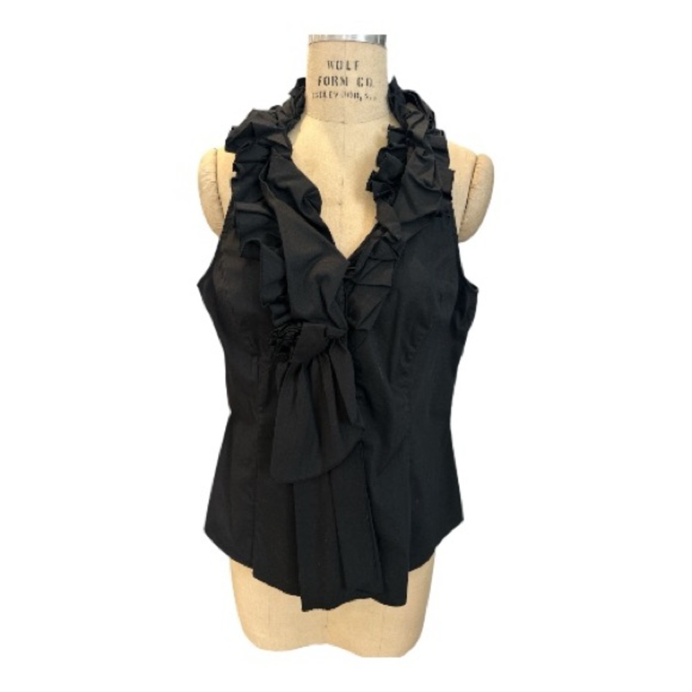 White House Black Market Black Ruffled Women Blouse size L